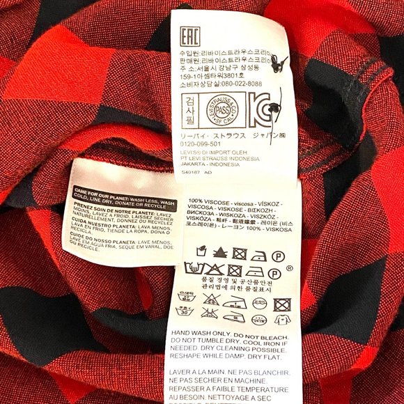 Levis Boyfriend Fit Plaid Long Sleeve Button Down Shirt Top Medium - Picture 8 of 9